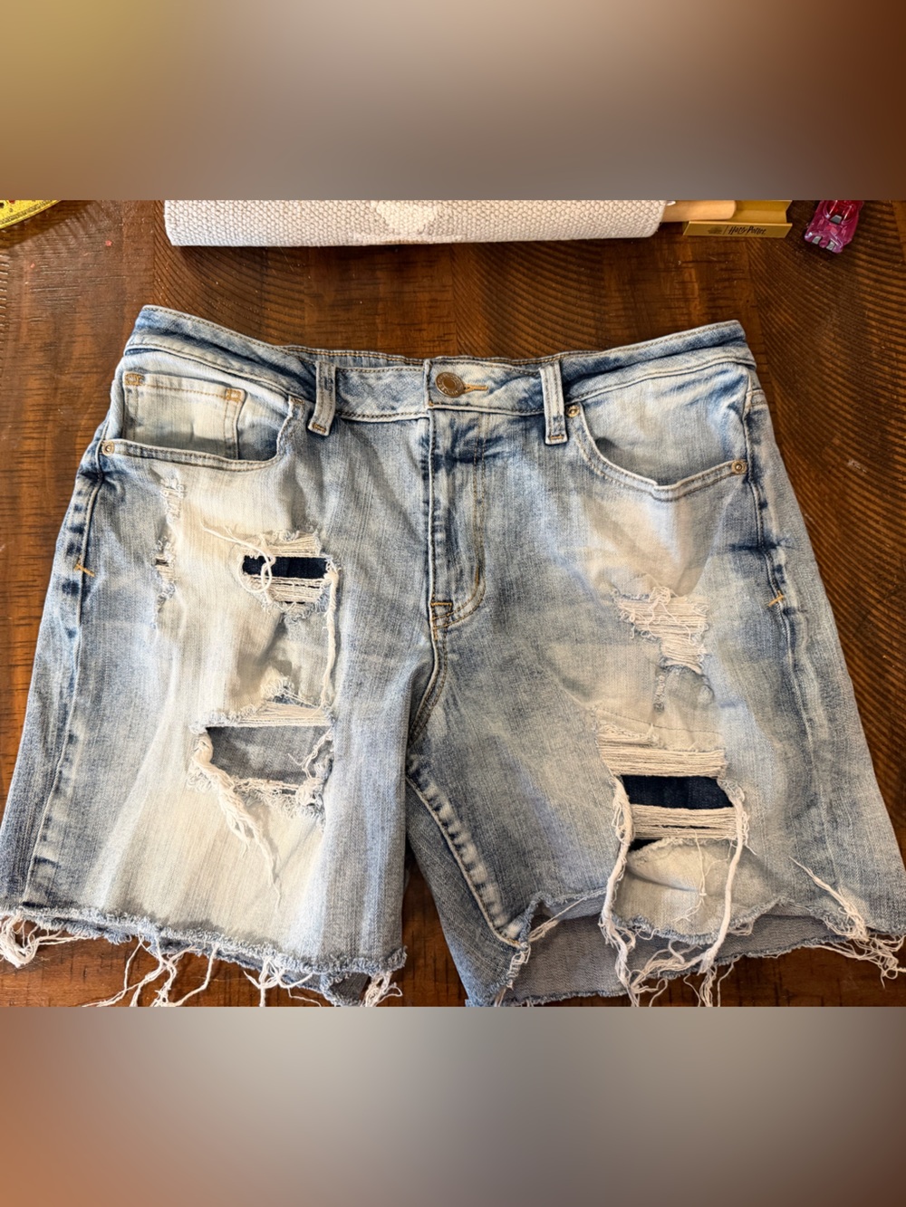 Maurices Light Blue Distressed Denim Cutoff Shorts